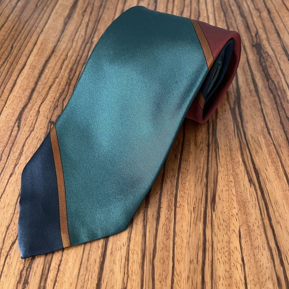 Vintage Perry Ellis Hand Made Silk Tie Multicolor